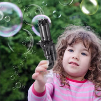 Bubble Gun- 8 Hole Automatic Gatling Bubble Gun Blower Maker, with 3 Batteries and Bubble Water(Assorted Color)